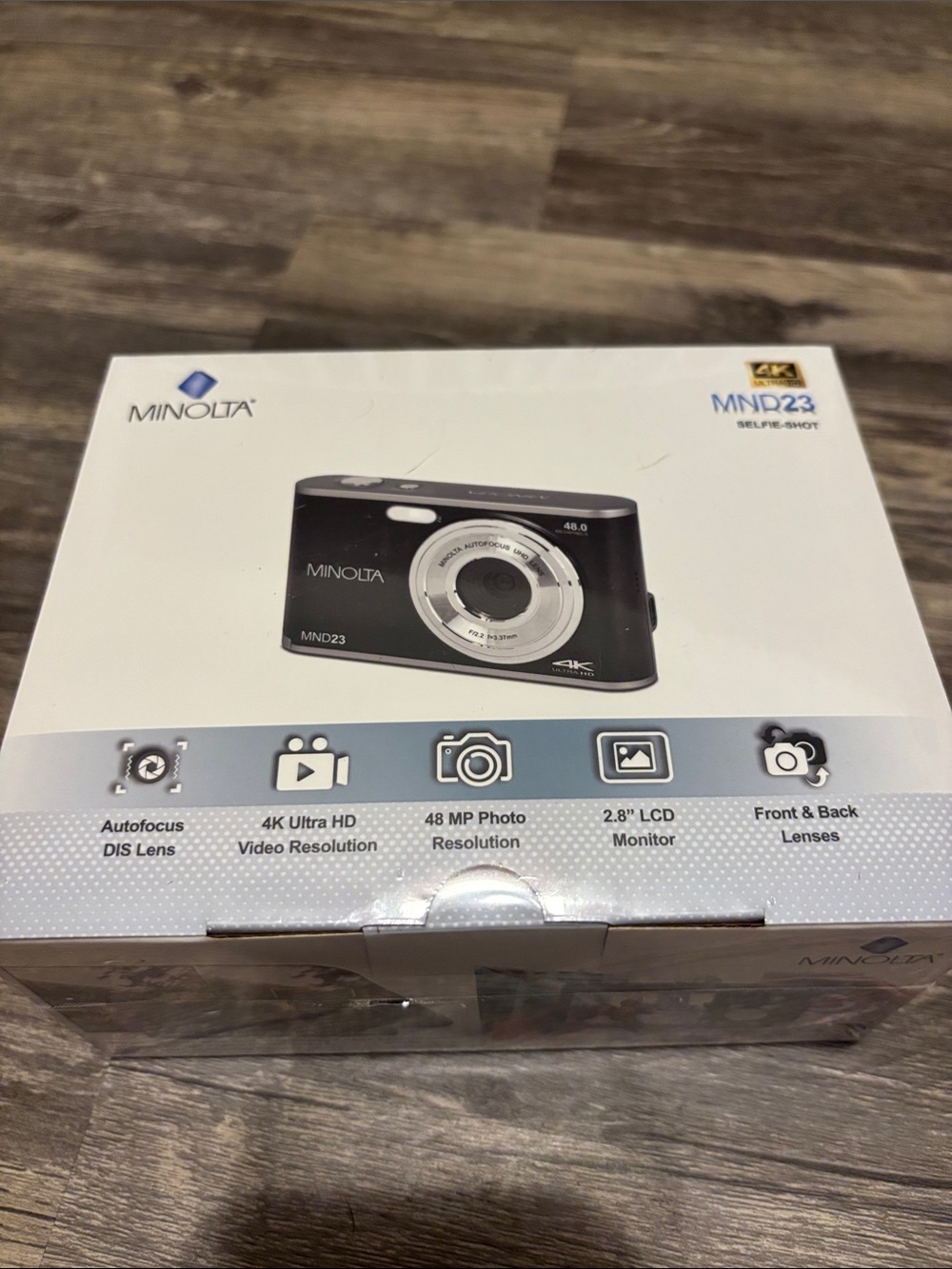 Minolta MND23 Digital Camera — Black, 48MP with 4K Video